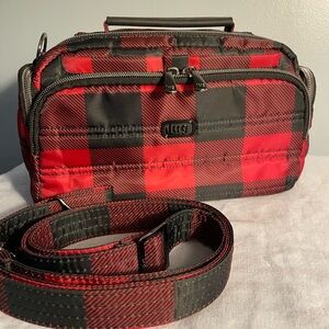 Lug Trolley CB crossbody buffalo check red Excellent condition.